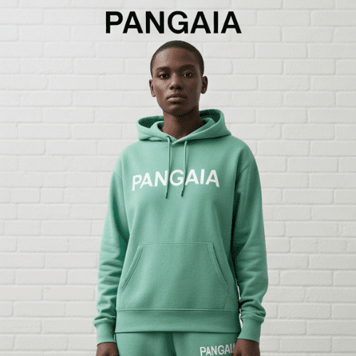 10 Remarkable Brands Like Idioma Every Style Enthusiast Will Fall in Love With in 2025 4 A person with dark skin and a shaved head is wearing a light green hooded sweatshirt and matching sweatpants. They are standing in front of a white brick wall.